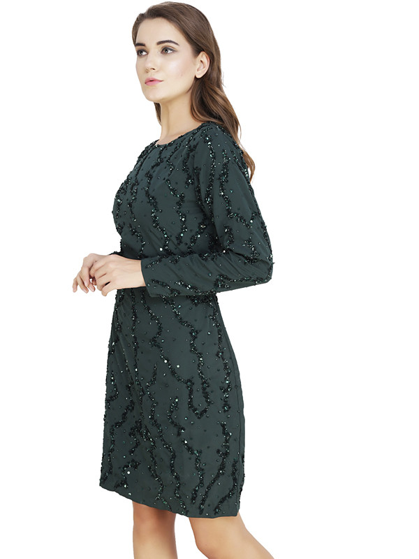 Asharon Round Neck Dress OceanGreen 