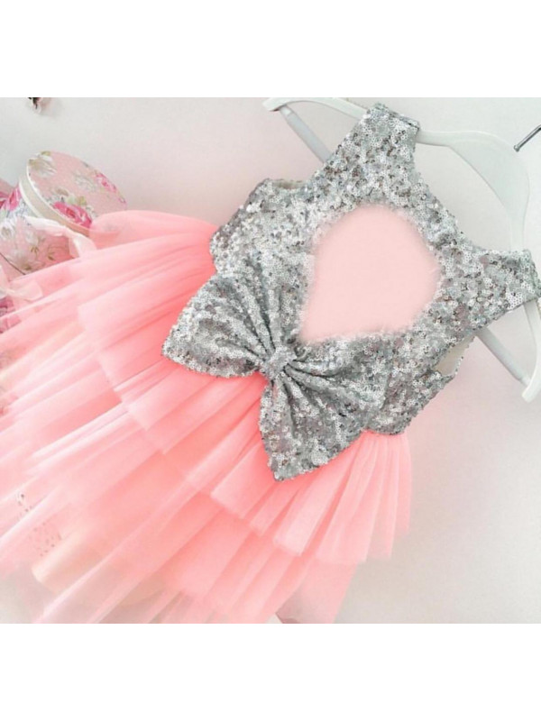 Clara Baby Pink With Silver Sequin Gown