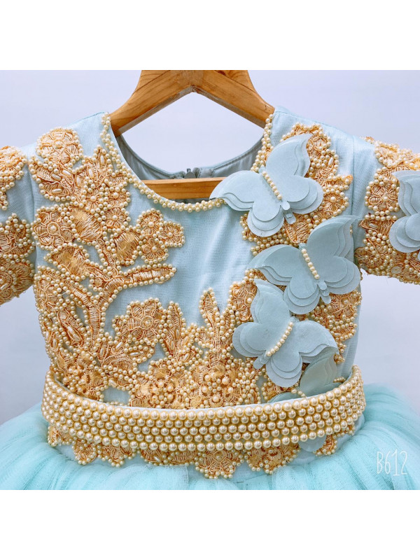 Zolindu Ellington Hand Embroidered Butterfly Girls Dress