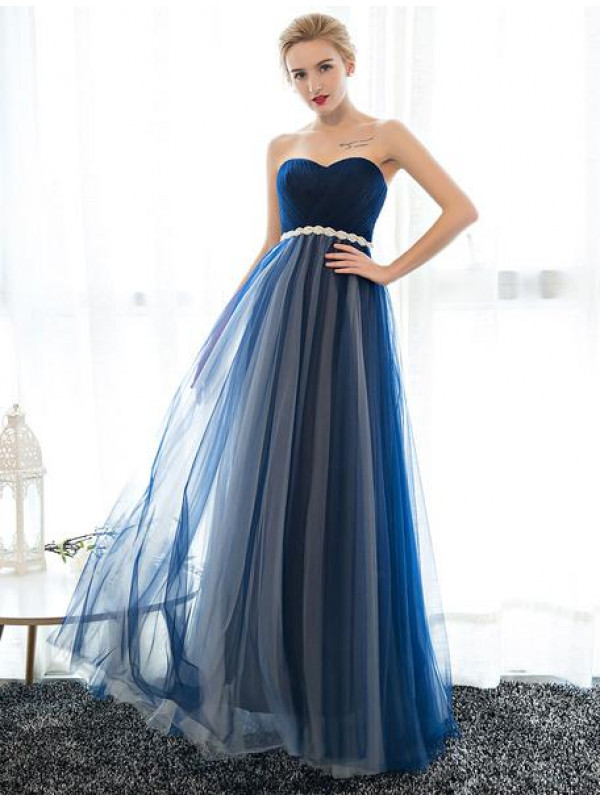 Zolindu Navy Blue Sweet Heart Wedding Dress